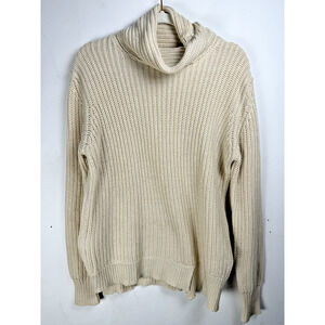 Zara Women's Beige Cozy Knit Stretch Oversized Cowl Neck Preppy Normcore Sweater